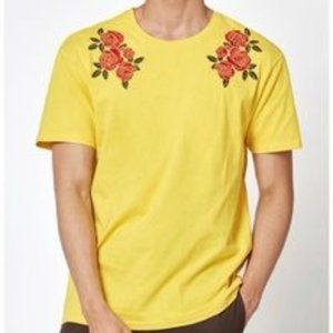 PacSun Yellow Rose Embroidered T Shirt